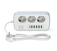 Weciau Ciabatta elettrica commutabile singola, 3 prese, con USB e tipo C, presa multipla con cavo di prolunga da 2 m, presa di sicurezza per bambini, presa con interruttore per casa, ufficio