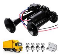 Weciau Clacson per camion, 12 V, 150 dB con compressore e pulsante, corno train, doppio tubo aria, fanfare 12 V, zinco cromato Dual Trumpet Air tromba ad aria compressa per auto, camion, barche, moto