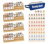 Weciau Rummy Gioco da Tavola, Rummy Set con 1 Borsa Portaoggetti 4 Rastrelliere 112 Pezzo, Giochi da Tavolo Classici per 2-4 Persone Serate di Gioco, Viaggi, Festival e Amanti del Gioco di Strategia