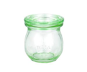 Weck 49854 - Set di bicchieri a forma di tulipano, 75 ml, 12 anelli per conserve 89 x 52 mm, 24 graffette, 2 coperchi in cartone da 40 mm, per conservare le scorte