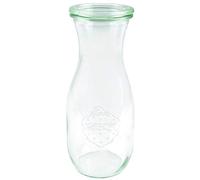 Weck 766 - Bottiglia per succo, 1 l, 6 pezzi, con coperchio in vetro, clip + anello in gomma, adatto per liquidi, bordo arrotondato