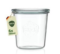 Weck Barattoli 580 ml - Set da 6 con coperchi - Forma conica - per c Trasparente