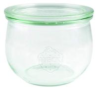 Weck - Barattolo in vetro sferico, 500 ml, con coperchio in vetro, per conserve, resistente al calore, adatto al microonde, adatto al forno, con bordo rotondo, 74, 6 pezzi