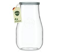 Weck Bicchieri a tulipani da 2700 ml, 4 pezzi, vetro con coperchio, per conservare, succhi di frutta, conservazione ermetica di ingredienti secchi