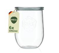 Weck Tulpen- Glas, Vasetto di Vetro Transparente, 1050 ml, set da 6