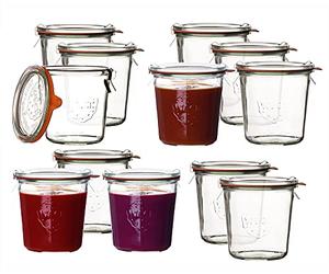 Weck bicchieri tumbler, set da 4-24 vasetti da conserva disponibili in diverse misure e forme dal profilo circolare 12 x Sturzglas 500ml "Komplett", transparente