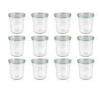 Weck Rim Mini - Vasetto Rotondo con Coperchio, Vetro, Transparente, 140 ml, Confezione da 12