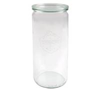 Weck RR80 - Set di 6 vasetti in vetro da 1 litro con coperchio in vetro e accessori, in confezione originale trasparente