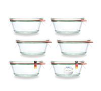 WECK - Set di 6 vasetti da 300 ml, con chiusura e guarnizione, di alta qualità, per salse, spezie, dessert e regali, durevoli, a prova di alimenti, con etichette incluse