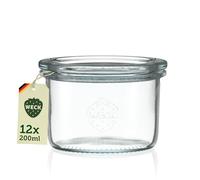 Weck Sturz 200 ml barattolo da 12 pezzi con coperchio | Per conserve di marmellate, succhi di frutta, conservazione ermetica di ingredienti secchi