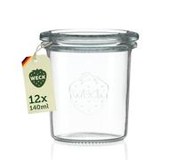Weck Rim Mini - Vasetto Rotondo con Coperchio, Vetro, Transparente, 140 ml, Confezione da 12