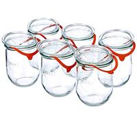 Weck Vasetto Tulipano 1 litro con Coperchio da 100 mm, Completi di Guarnizione e Clips, Scatola da 6 Pezzi, Vetro, Trasparente