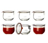 Weck Bicchiere Forma di Tulipano, Set di 6, comprensivo di Coperchio, Anello di Tenuta e Morsetto, Volume 580 ml ciascuno, 6 unità