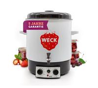 WECK WAT15-A - Casseruola smaltata con termostato di precisione, rubinetto e timer, 29 l, per vin brulé, spremiagrumi a vapore, distributore automatico - Made in Germany