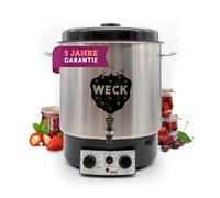 WECK WAT25-A - Macchina per conserve in acciaio inox con termostato di precisione, rubinetto e timer, 30 l, pentola per vin brulé, spremiagrumi a vapore, distributore automatico - Made in Germany