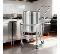 WECLMH Carrello Portavivande in Acciaio Inox, Supporto per Secchio Termico per Mensa, Carrello con Telaio Rotondo Mobile per Mensa di Ristoranti(35x35x51cm)