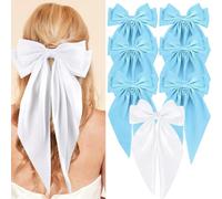 Wecoe 1 fermaglio per capelli bianchi e 6 fiocchi per capelli blu per addio al celibato bomboniere per addio al nubilato regali da sposa per essere accessori per capelli da sposa per donne ragazze