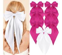Wecoe 1 fermaglio per capelli bianchi e 6 fiocchi per capelli rosso rosa per addio al celibato bomboniere per addio al nubilato regali per sposa per essere accessori per capelli da sposa per donne