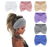 Wecoe Cerchietti annodati alla moda - 6 pezzi larghi elastici spessi turbanti per parrucche, capelli africani, sudore e allenamento, accessori per capelli da palestra da donna (set C)