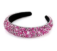 Wecoe Cerchietto per capelli con strass rossi, glitterati, alla moda, per donne/ragazze, imbottitura spessa, accessorio per capelli regalo