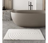 Wecon Home Hilda - Tappeto da bagno moderno e retrò con retro antiscivolo, certificato Standard 100 by Oeko-TEX & lavabile in lavatrice - Morbido, facile da pulire e elegante per il bagno (60 x 100 cm