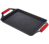 WECOOK! Ecochef Bistecchiera Induzione 43 X 25cm, Piastra per Grigliare, Alluminio Fuso, Antiaderente QUANTANIUM Ecologico senza PFOA, 5mm Spessore, Maniglie in Silicone, Vitroceramica, Gas, Forno