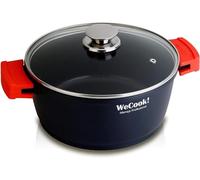 WECOOK! Ecostone Casseruola Alta, Induzione, Coperchio di Vetro 28cm, Antiaderente XTRA DUPONT Ecologico senza PFOA, Alluminio Fuso, 5mm di Spessore, Maniglie in Silicone, Vitroceramica, Gas, Forno