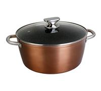 WECOOK! Professional Casseruola Alta Induzione 20cm, Coperchio di Vetro, Antiaderente Ecologico senza PFOA, Alluminio Forgiato, 2,8mm Spessore, Rame, Maniglia in Acciaio Inox, Vitroceramica, Forno