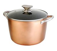 WECOOK! Professional Pentola Induzione 24cm, Coperchio di Vetro, Antiaderente Ecologico Pietra senza PFOA, Alluminio Forgiato, 2,8mm Spessore, Rame, Maniglia in Acciaio Inox, Vitroceramica, Forno
