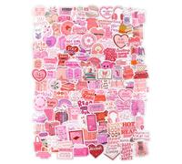 WEDAMOO 120 Adesivi Rosa Aesthetic, Adesivi per Libri Rosa, Impermeabili Pink Aesthetic in Vinile Sticker, Sticker Pink da Lettura per Album di Ritagli,Laptop,Bagagli,Regalo per Amanti Della Lettura