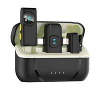 wedaniya Confezione da 2 microfoni lavalier wireless per iPhone iPad Android con custodia di ricarica, 10 H, riduzione del rumore AI, microfono wireless per registrazione video, vlog, YouTube,