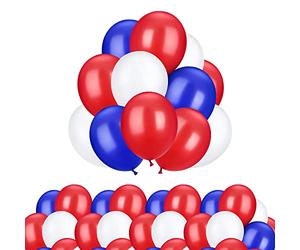 WedDecor 10 palloncini in lattice rosso, blu e bianco, 25,4 cm, a tema reale, Union Jack, decorazioni patriottiche per eventi, bandiera della Gran Bretagna, feste di compleanno di re Carlo, pub