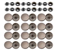 Weddecor 10 set 15 mm bottoni in metallo resistente bottoni automatici senza nichel 4 parti Button rivetti per pelle artigianato, vestiti repair- beige 100 Gunmetal Black