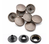 Weddecor 10 set 15 mm bottoni in metallo resistente bottoni automatici senza nichel 4 parti Button rivetti per pelle artigianato, vestiti repair- beige 10 Gunmetal Black