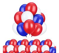 WedDecor 100 palloncini in lattice rosso, blu e bianco, 25,4 cm, a tema reale, Union Jack, decorazione patriottica per eventi, bandiera della Gran Bretagna, feste di compleanno di re Carlo, pub
