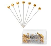 WedDecor 100 spilli dorati per trapuntatura con testa rotonda con perle - Spilli a testa rotonda per cucito, realizzazione di sciarpe, hijab e rivestimenti in tessuto - ideali per sartoria, arte fai