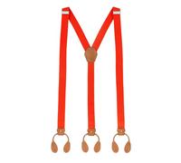 WedDecor 25mm Bretelle Elasticizzato Regolabile Pelle Asole Solido Forma a Y Pantaloni Antiscivolo Bloccaggio Forte Clip Loops Uomo Donna Moda Accessori - Rosso, 44"