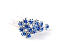 Weddecor Argento Spilla Capelli con Cristallo Rosa Motivo a Fiori & Strass Diamanti Finti Sposa Matrimonio Fermagli per Donne & Ragazze Tutti Tipo di Capelli - Blu, 10