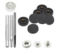 WedDecor Bottoni automatici a molla da 15 mm, bottoni a pressione resistenti con strumenti di fissaggio a mano, bottoni a pressione in metallo argentato Tappo in plastica per vestiti, nero, 10 pezzi