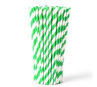 WedDecor Confezione da 100 cannucce di carta biodegradabili, ideali per bere cocktail, bevande fredde e alcol, adatte a tutte le occasioni e matrimoni, Natale, feste, verde e bianco