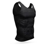 WedDecor Gilet a compressione da uomo, nero, snellente per petto, tette, pancia e vita, canottiera modellante per bruciare i grassi, postura e abbigliamento da allenamento, L, nero, 1 pezzo