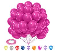 WedDecor Palloncini per feste da 25,4 cm, rosa (50 pezzi) con nastro per palloncini rosa, 5 mm x 10 m (1 pezzo), set di baloons e nastri per feste per matrimoni, anniversari, baby shower, decorazioni