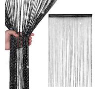 WedDecor Stringa Tende Brillantini Frangia Pannello Fly Schermo Divisorio Nappa Tendine per Porte, Porta Ingresso, Windows, Casa Decorazione, Evento Decorazione, (90cm x 200cm) - Nero, 90 x 200cm