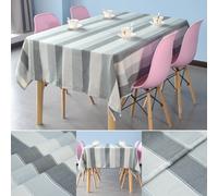 Weddecor Tovaglia Rettangolare in Poliestere 100% Rigata Grigio Lavabile