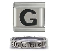 WeddHuis 1 pezzi Modulo Charm Link in Stile Italiano da 9 mm in Acciaio Inox Lettera Laser G per bracciali in Stile Italian Links
