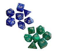 WeddHuis 14 Pezzi Set di Dadi DND per Dungeon e Dragoni, Set di Dadi Poliedrici RPG MTG per Giochi di Tavolo (Verde & Blu)