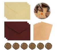 WeddHuis 18 pezzi Carta da Lettere con Busta, Carta da Lettere Decorata Busta Kraft Vintage, 6 Buste di Carta Vintage, 6 Carta Vintage, 6 Adesivo Sigilli di Cera, per Scrivere e Disegni (Vintage)