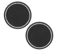 WeddHuis 2 Pcs Sottobicchieri per auto universale antiscivolo 7 cm universali in vetro lucido porta bevande resistenza alle alte temperature antiscivolo per caffè, tè o bevande (nero)