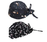 WeddHuis 2 Pezzi Bandana Unisex Regolabile, Cappello da Cuoco Traspirante per Cucina, Ristorante, BBQ e Costume da Festa (B)