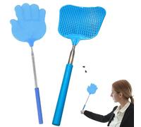 WeddHuis 2 pezzi Scacciamosche Estensibile Stabile, Colorato Manuale Paletta Mosche, Plastica Forte Flessibile per Prevenire Mosche, Zanzare e Insetti, Paletta Insetticida Mosche (Blu)